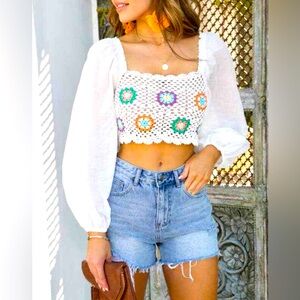Aerie Patchwork Crochet Crop Top